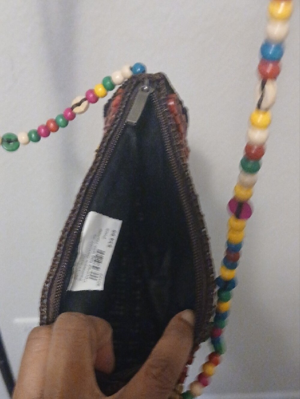 Jamaican Multicolor Beaded Flower Crossbody Bag - Picture 9 of 9
